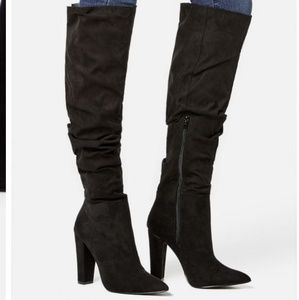 Ruched heeled boots